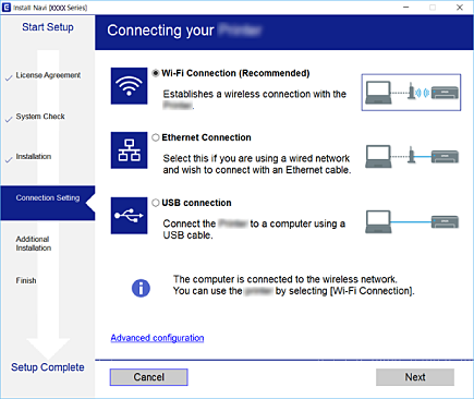 Epson XP-4150 installazione wi-fi